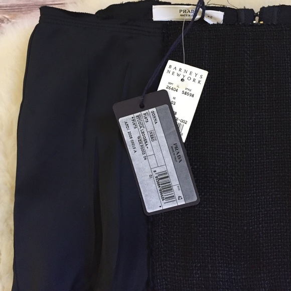 Prada Burlap Panel Black Pencil Skirt - Picture 2 of 5